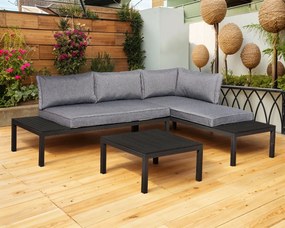 Komplet outletowy 2 x Sofa Narożna Dwuosobowa + Stoliczek Kawowy Czarny
