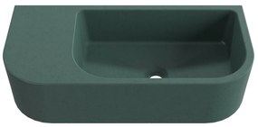 Umywalka betonowa wisząca / nablatowa półokrągła z półką bez otworu na baterię 65 x 30 cm LARMO | różne kolory : Kolor - Oliwkowy, Typ montażu - nablatowa