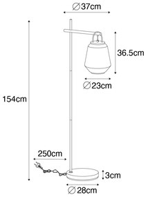 Złota lampa podłogowa art deco z bursztynowym szkłem - Kevin ArtDeco Oswietlenie wewnetrzne
