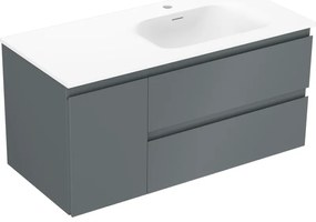 Mexen Orio szafka łazienkowa 100 cm z umywalką Vela prawą, 2S, 1D, grafit mat/biała mat - 91A13-10047-3-BBFFF66-W23P01
