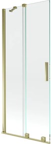Mexen Velar parawan nawannowy 2-skrzydłowy rozsuwany 80 x 150 cm, transparent, złoty - 896-080-000-01-50