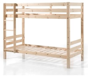 Piętrowe łóżko dziecięce z litego drewna sosnowego ze schowkiem 90x200 cm w naturalnym kolorze PINO – Vipack