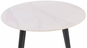 Okrągły stół jadalniany RION 90 cm z ceramicznym blatem, biały marmur