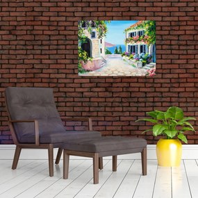 Obraz na szkle - Grecka aleja, obraz olejny (70x50 cm)