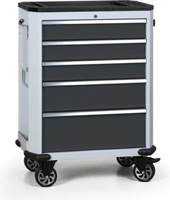Wózek warsztatowy mobilny na narzędzia G2, 5 szuflad, grafitowy