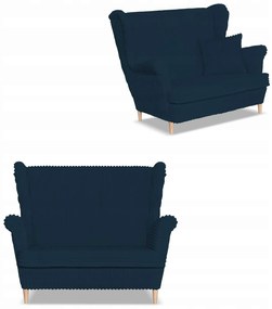 Sofa kanapa uszak Rene Estella skandynawska Family Meble granatowa sztruks