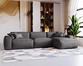 Emporius Figo narożnik w kształcie L - narożnik w nowoczesnym stylu bez pojemnika - lewostronny, tkanina aksamitna, ciemny szary (Whisper 15)