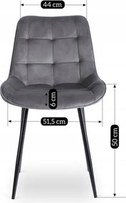 Krzesło Tapicerowane do Jadalni CHRIS Szare Welurowe Nowoczesne Loft
