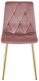 Różowe aksamitne krzesło jadalniane LIBRA ze złotymi nogami