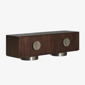 Mebel Rtv Z Drewna Mango I Stali Nierdzewnej Melisand Ciemny Drewniany Uchwyt & 180 X 40 Cm - Sklum