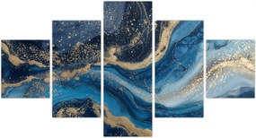 Obraz - Abstrakcyjny niebiesko-złoty marmur (125x70 cm)