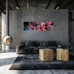 Abstrakcyjny obraz egzotycznych kwiatów (170x50 cm)