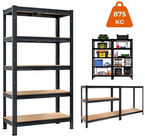 Jurhan Regał o dużej nośności HEAVY, maks. 875kg, 90x40x180cm, czarny