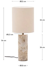 Beżowa marmurowa lampa stołowa z tekstylnym kloszem (wysokość 54 cm) Raze – Kave Home