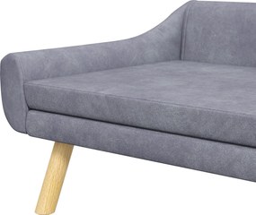 PawHut Sofa dla zwierząt Sofa dla psów, Skandynawski design, zdejmowana poduszka, efekt aksamitu, 102 cm x 58,5 cm x 42,5 cm, Szary + Naturalny