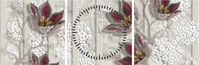 Obraz - Kwiaty dekoracyjne (z zegarem) (90x30 cm)