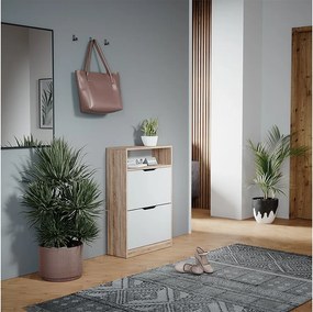 Wózek na buty sonoma/biały 59x22x89.5 luca