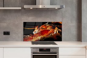 Szklany Panel Smok Zionący Żywym Ogniem