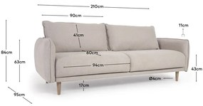 Beżowa sofa 210 cm Carlota − Kave Home