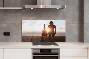 Szklany Panel Muzyk z Gitarą