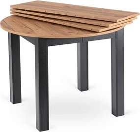 Stół Okrągły Rozkładany JAMES 103-223 cm Dąb Craft/Czarny Nowoczesny Loft