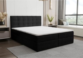 BEDANTE Łóżko kontynentalne KIDA 140x200 Curio 99 Czarny Łóżko małżeńskie Łóżko hotelowe Sypialnia Materac Topper Schowek