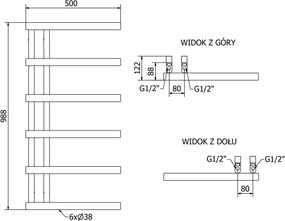 Mexen Jukon grzejnik łazienkowy dekoracyjny 988 x 500 mm, 461 W, antracyt - W116-0988-500-00-66