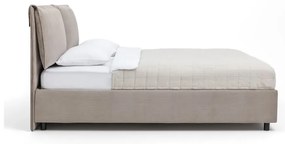 Łóżko tapicerowane dwuosobowe taupe z miejscem do przechowywania z materacem/kratką 180x200 cm Myra Pillow - Bonami Selection