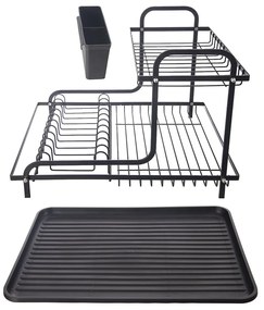Czarny metalowy ociekacz dwupiętowy 42,5x32 cm Radka – Orion