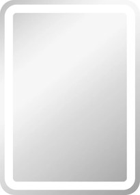 HOMCOM Lustro łazienkowe z oświetleniem LED, kontrola dotykowa, przeciwmgielne, z możliwością ściemniania, 3 kolory światła, 50x70, Srebrny