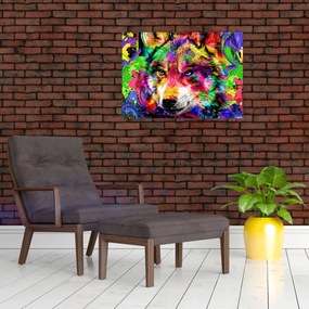 Obraz - Wilk z graffiti (70x50 cm)