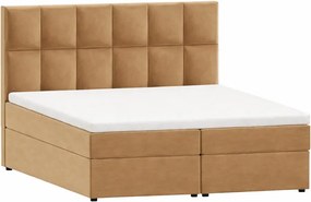 Łóżko boxspring ze schowkiem 160x200 cm w kolorze ochry Flip – Ropez