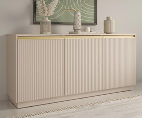 Trzydrzwiowa komoda ryflowana Royal K154, kolor beż piaskowy