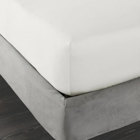 Prześcieradło z satyny bawełnianej z gumką w kolorze kości słoniowej 90x190 cm Cotton Sateen – Bianca