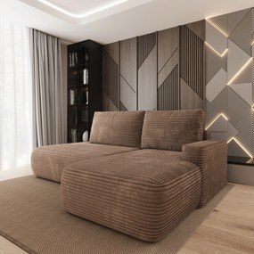 Masseno Narożnik AVINI z funkcją spania i pojemnikiem na pościel Narozniki L, Rozkładana sofa - Beżowy, TILIA 17