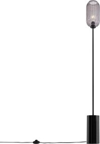 Lampa stojąca art deco czarna z dymionym szkłem - Rid