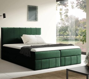 Zielone łóżko kontynentalne z pojemnikiem 5 rozmiarów N9-B41
