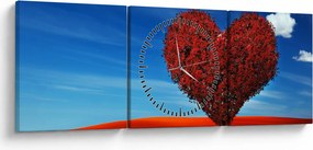 Obraz - Serce z drzewa (z zegarem) (90x30 cm)
