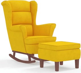 Żółty stylowy fotel wypoczynkowy bujany + podnóżek W0-L95