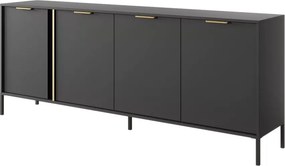 Komoda Zante IV – przestronna 4-drzwiowa komoda antracytowa z 8 półkami
