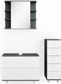 Zestaw mebli łazienkowych biały/antracyt 80x33x60 ilias