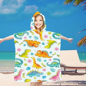 Dziecięce ponczo HAPPY DINO kolorowe 60x120 cm