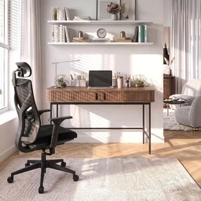 Biurko Rozsuwane TRISH 120 cm Orzech Ryflowane Nowoczesne Loft