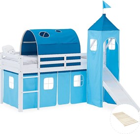 Łóżko piętrowe dla dzieci 90x200 cm Białe Niebieskie