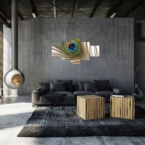 Obraz pawich piór (125x70 cm)