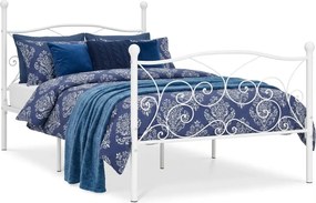 Białe metalowe łóżko z zagłówkiem 100x200 cm E9-E96