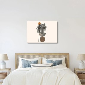 Obraz - Abstrakcja z liściem palmy (70x50 cm)