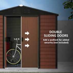 Outsunny Szopa na narzędzia metalowa, odporna na warunki atmosferyczne i rdzę, zamykana, 2,40 x 2,06 x 1,98 m, teka