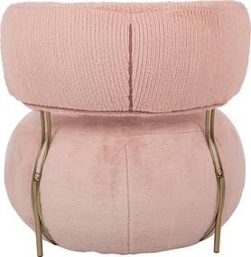 Designerski fotel wypoczynkowy z pluszu Teddy Low różowy