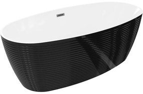 Mexen Lira wanna wolnostojąca wzór 170 x 80 cm, biała/czarna, przelew gun metal - 52831708075-95